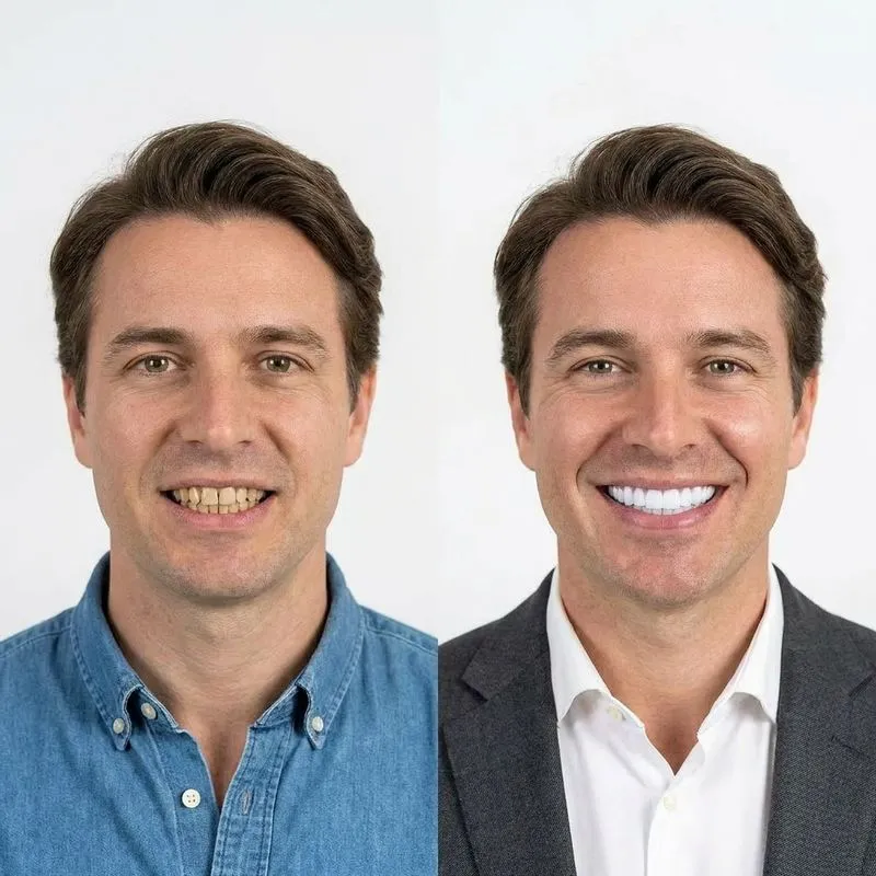 Transformação de sorriso com facetas de cerâmica na Lusocare Montijo