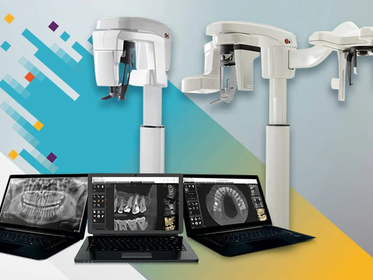 Equipamento de CBCT 3D e imagens dentárias no ecrã