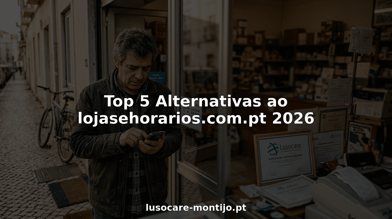 Homem a verificar horários em loja fora de Lisboa.